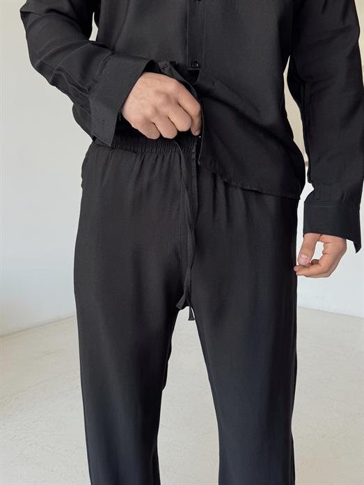 Siyah Diogenal Tensel Pamuk Bol Pantalon SNZ 13201