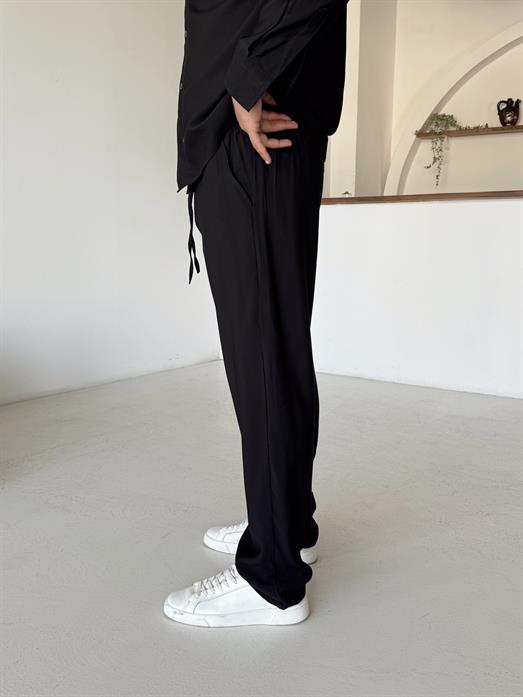Siyah Diogenal Tensel Pamuk Bol Pantalon SNZ 13201