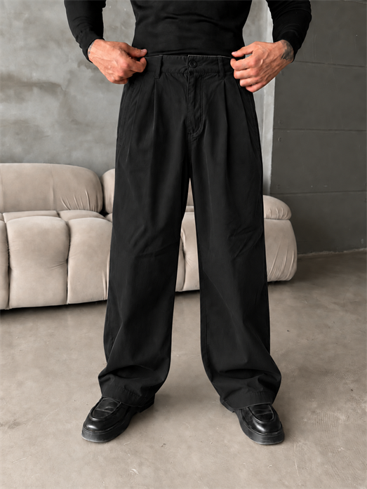 Siyah Gabardin Balon Kalıp Pantalon BRR 40205