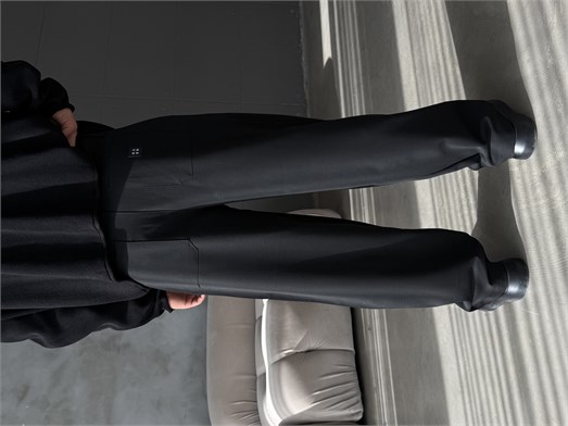 Siyah Gramajlı Kore Kalıp Kumaş Pantalon KN4600