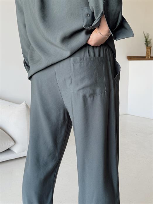 Yeşil Diogenal Tensel Pamuk Bol Pantalon SNZ 13201