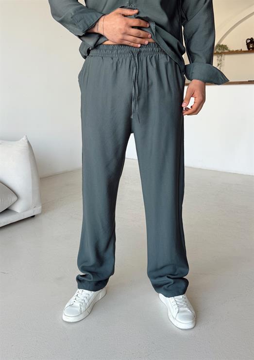 Yeşil Diogenal Tensel Pamuk Bol Pantalon SNZ 13201