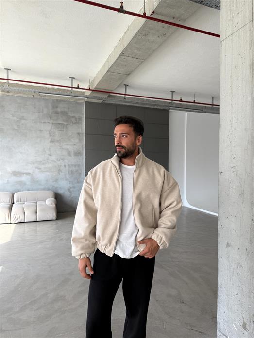 Bej Bel Ribanalı Kaşe Ceket SNZ M6346