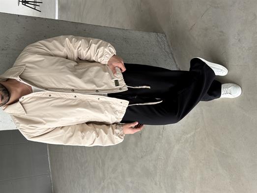 Bej Çıtçıtlı Yakalı Dolumlu Bomber Mont LNS