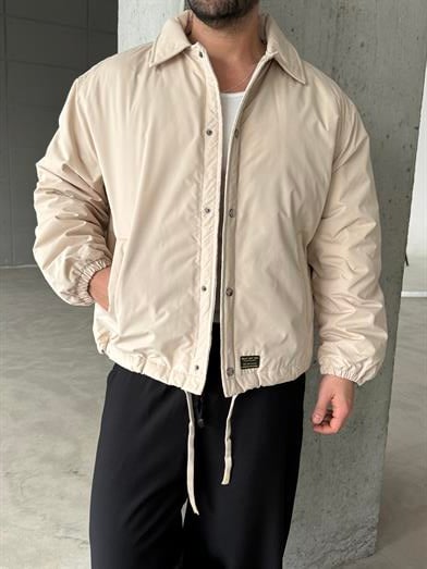 Bej Çıtçıtlı Yakalı Dolumlu Bomber Mont LNS
