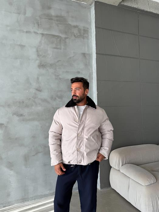 Bej Yaka Kürklü Şişme Mont SNZ M6324