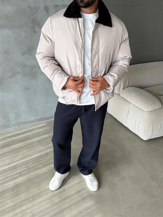 Bej Yaka Kürklü Şişme Mont SNZ M6324