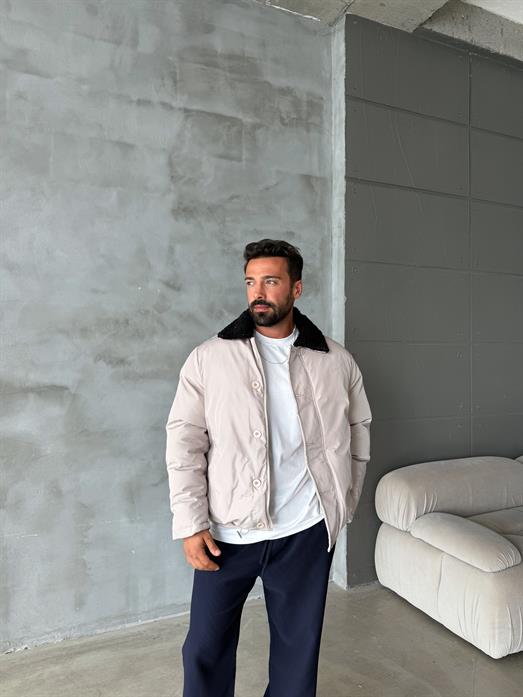 Bej Yaka Kürklü Şişme Mont SNZ M6324