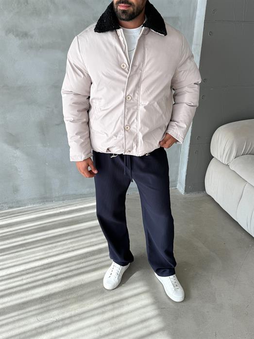 Bej Yaka Kürklü Şişme Mont SNZ M6324