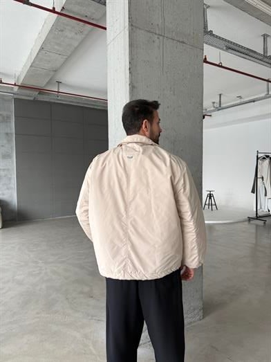 Bej Yakalı Bağcıklı Dolumlu Bomber Mont LNS