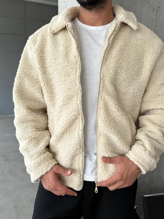 Bej Yakalı Peluş Mont LNS