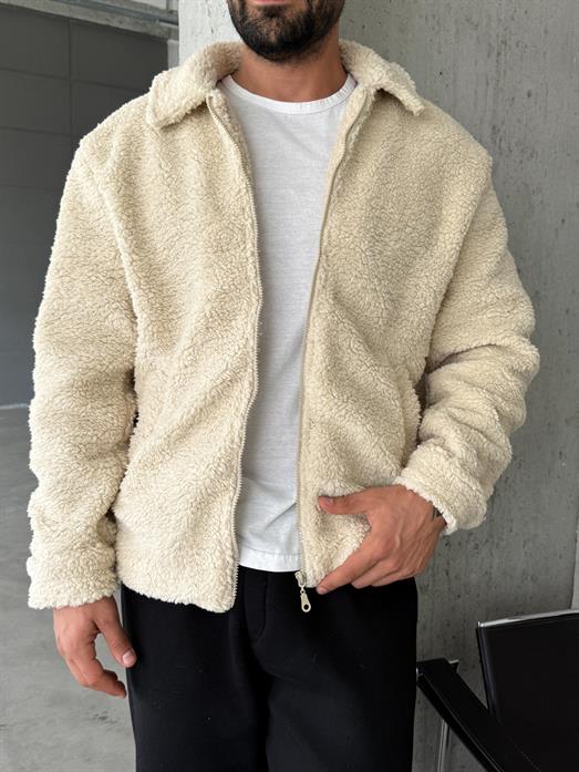 Bej Yakalı Peluş Mont LNS