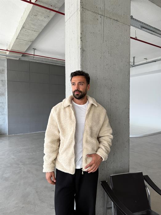 Bej Yakalı Peluş Mont LNS