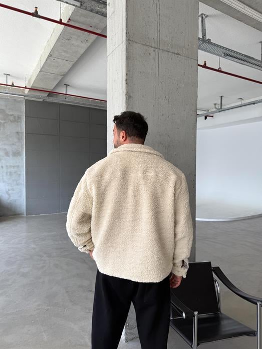 Bej Yakalı Peluş Mont LNS