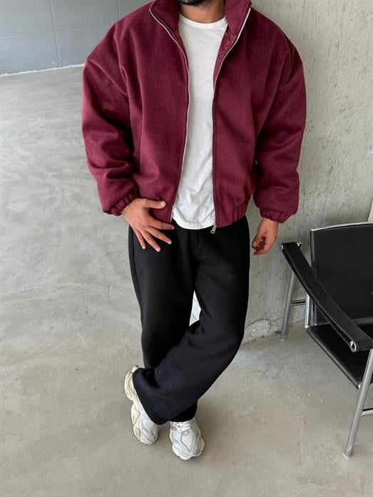 Bordo Bel Ribanalı Kaşe Ceket SNZ M6346