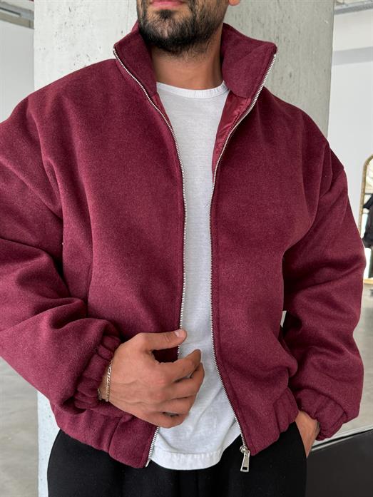 Bordo Bel Ribanalı Kaşe Ceket SNZ M6346