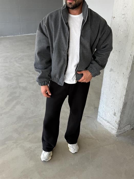 Gri Bel Ribanalı Kaşe Ceket SNZ M6346