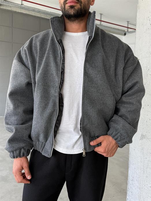 Gri Bel Ribanalı Kaşe Ceket SNZ M6346