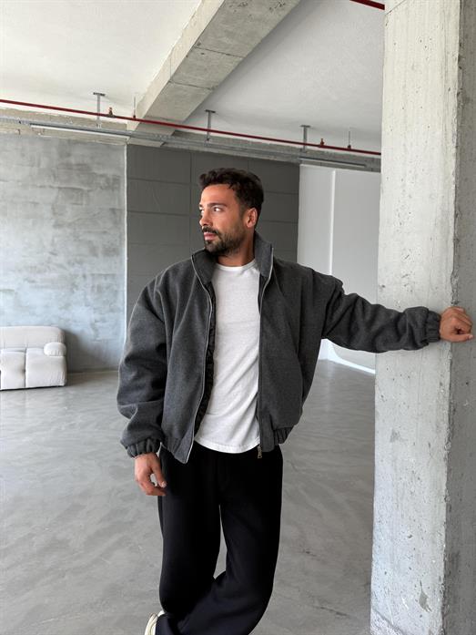 Gri Bel Ribanalı Kaşe Ceket SNZ M6346