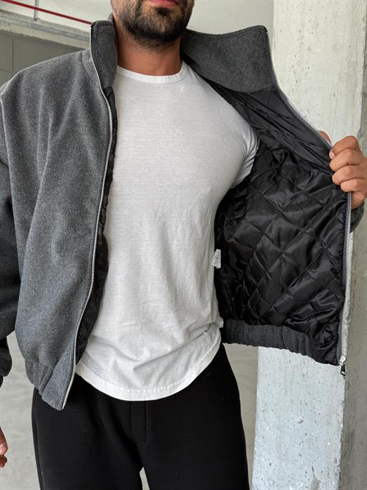 Gri Bel Ribanalı Kaşe Ceket SNZ M6346