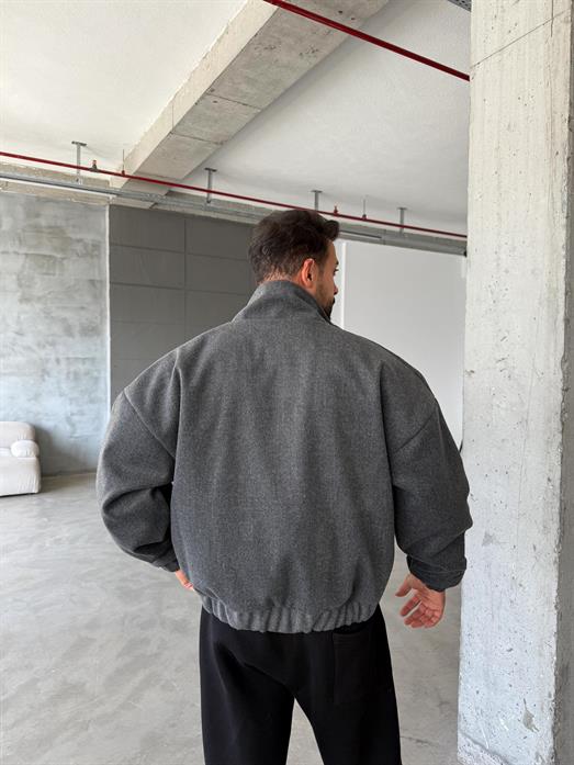 Gri Bel Ribanalı Kaşe Ceket SNZ M6346