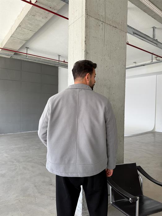 Gri Yakalı Kapitone Fileto Cep Kaşe GRW