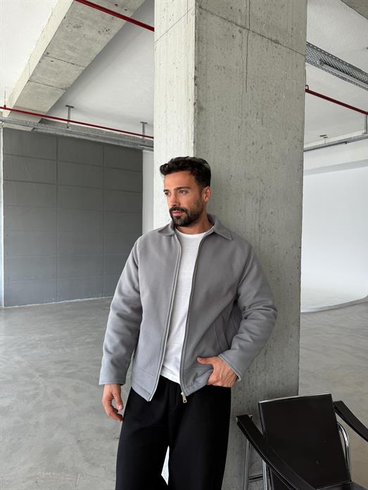 Gri Yakalı Kapitone Fileto Cep Kaşe GRW