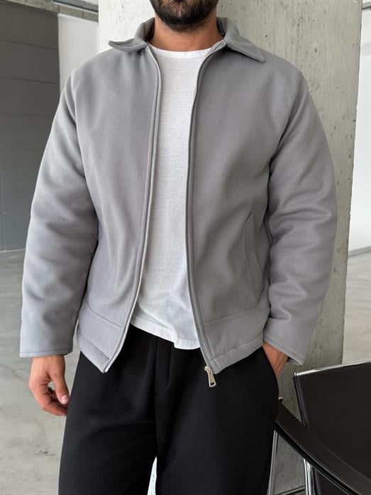 Gri Yakalı Kapitone Fileto Cep Kaşe GRW