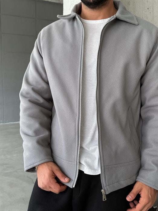 Gri Yakalı Kapitone Fileto Cep Kaşe GRW