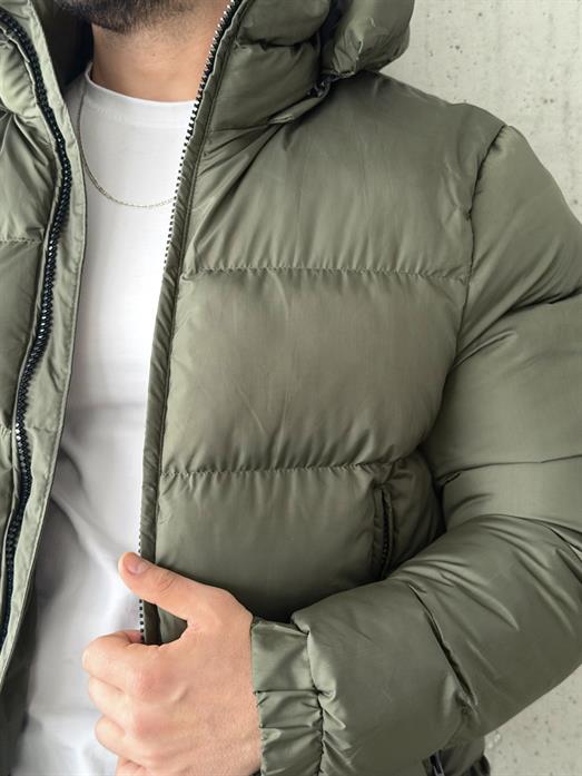 Haki Su Geçirmez Dolumlu Şişme Mont FP