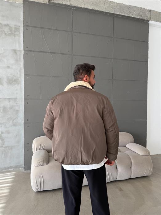 Haki Yaka Kürklü Şişme Mont SNZ M6324