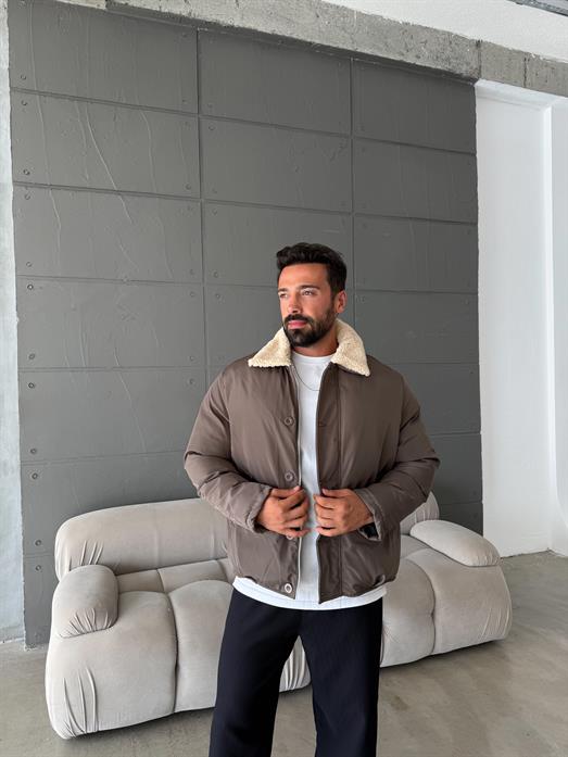 Haki Yaka Kürklü Şişme Mont SNZ M6324