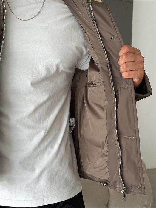 Haki Yaka Kürklü Şişme Mont SNZ M6324