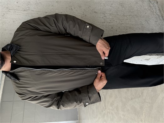 Haki Yakalı Elegant Dolumlu Mont