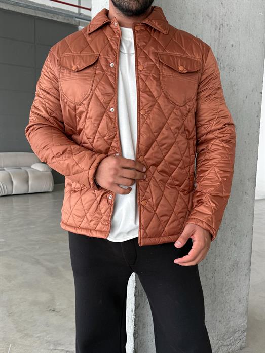 Kahve Baklava Desen Kapitone Ceket PNC 5060