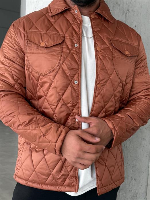 Kahve Baklava Desen Kapitone Ceket PNC 5060