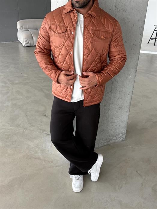 Kahve Baklava Desen Kapitone Ceket PNC 5060