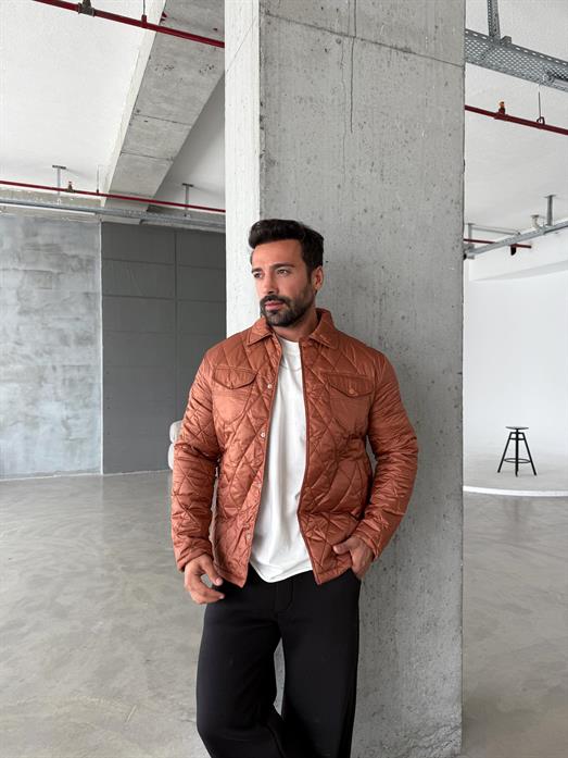 Kahve Baklava Desen Kapitone Ceket PNC 5060