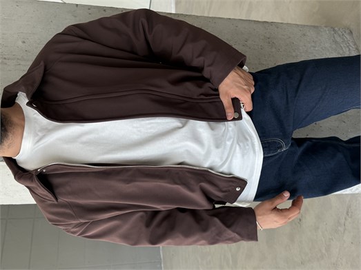 Kahve Boxy Lastikli Bomber Dolumlu Kumaş Mont ZG