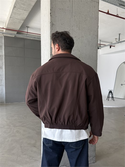 Kahve Boxy Lastikli Bomber Dolumlu Kumaş Mont ZG