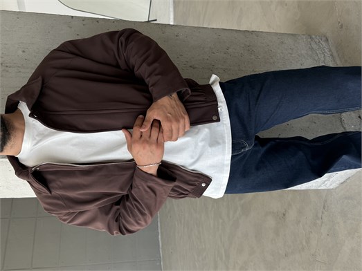 Kahve Boxy Lastikli Bomber Dolumlu Kumaş Mont ZG