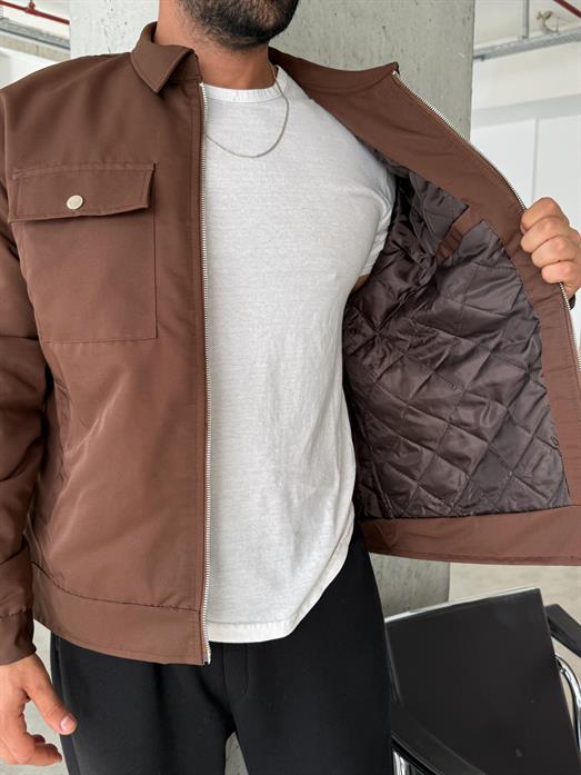 Kahve Cep Kapaklı Mevsimlik Mont SNZ M6344