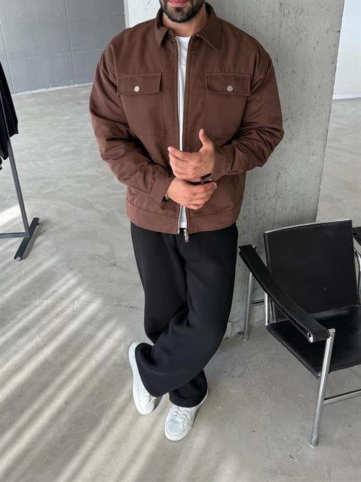 Kahve Cep Kapaklı Mevsimlik Mont SNZ M6344