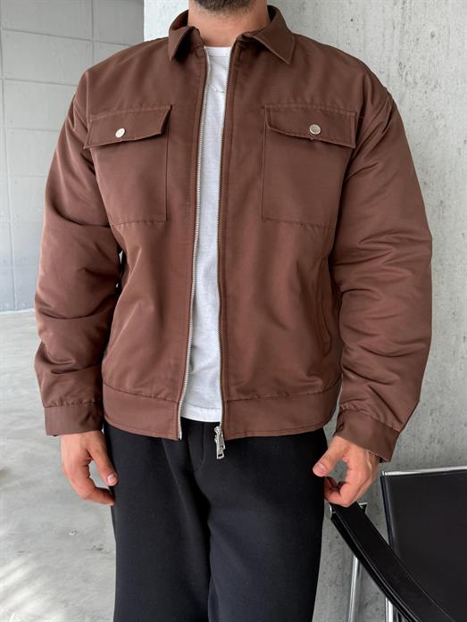 Kahve Cep Kapaklı Mevsimlik Mont SNZ M6344