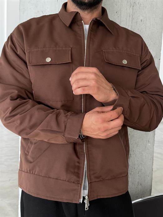 Kahve Cep Kapaklı Mevsimlik Mont SNZ M6344