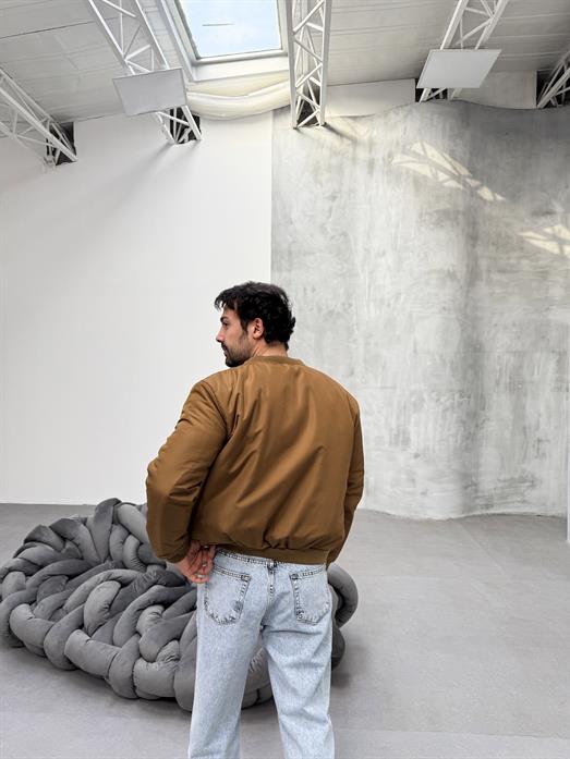 karamel YAKA RİBANALI BOMBER CEKET