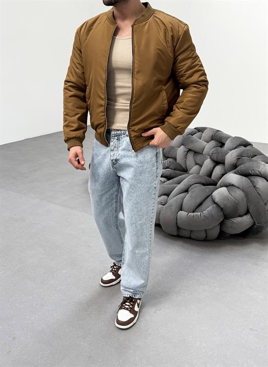 karamel YAKA RİBANALI BOMBER CEKET