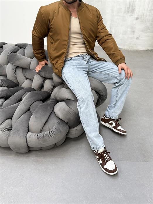 karamel YAKA RİBANALI BOMBER CEKET