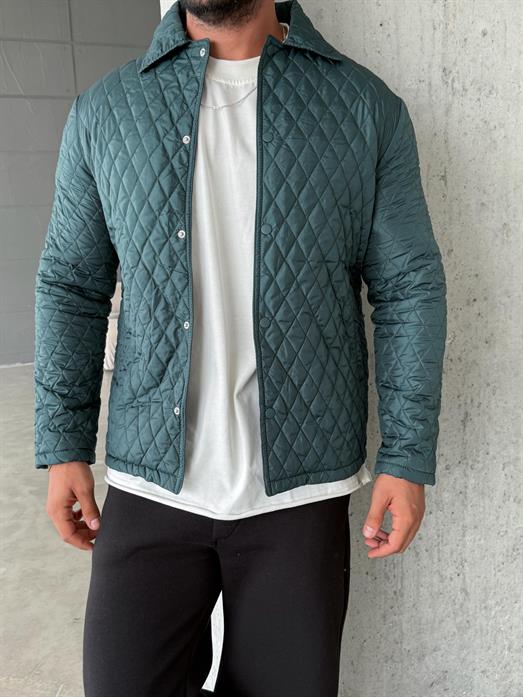 Petrol Baklava Desen Kapitone Ceket PNC 5060