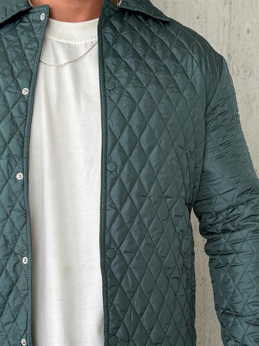 Petrol Baklava Desen Kapitone Ceket PNC 5060